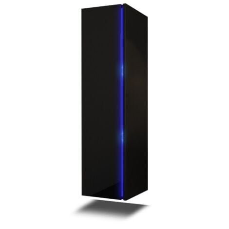 MEUBLORAMA Columna de baño suspendida, colección BIRD, en colores negro mate y negro brillante, ideal para un baño moderno.