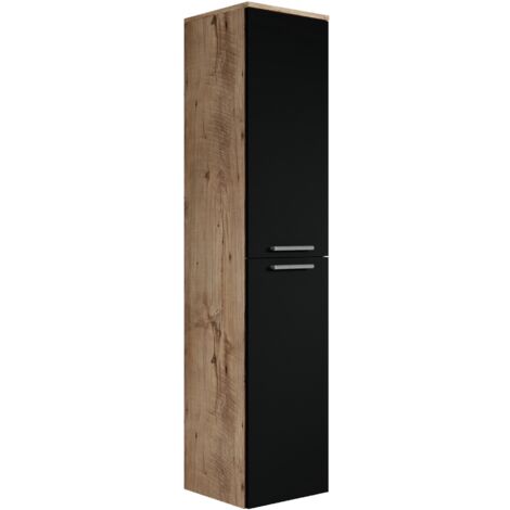 Columna de baño Venus de 30 x 30 x 160 cm roble castaño con negr