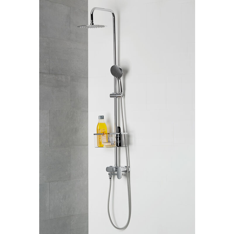 AQG - Columna de Baño y Ducha Wind Blu rd con monomando, Rociador acero inoxidable AISI304 de Ø20 cm. - Cromo