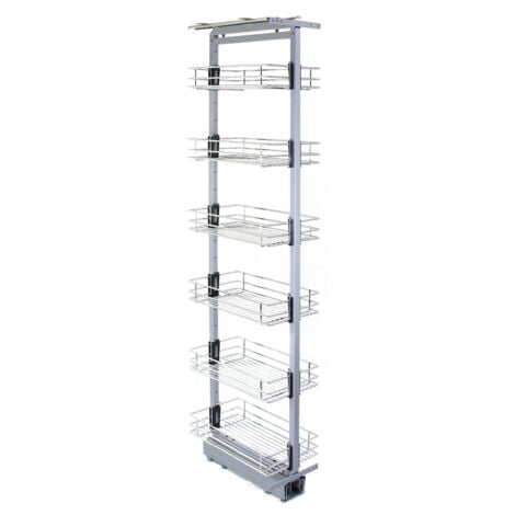 MONSTER SHOP Columna de Cocina Acero Inoxidable con 6 Cestas y Altura Ajustable 170-195cm (46cm de Profundidad)