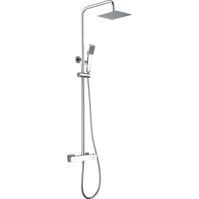 Ensemble colonne de douche - Barre de douche thermostatique extensible en acier inoxydable avec douchette et poignée de douche en Chrome
