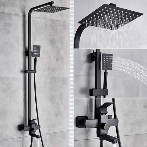 Columna de ducha cabezal de ducha de lluvia sistema de ducha soporte de pared, ducha fija, ducha de mano, mezclador de baño