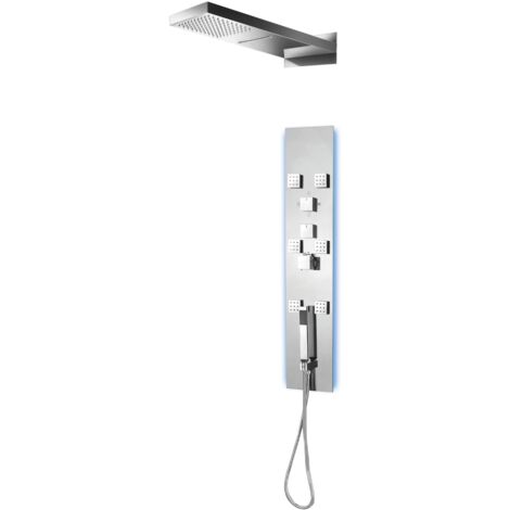 Columna de ducha CIBELE de Hidromasaje en Acero Inoxidable, Iluminación LED, Cascada y 6 Jets de Masaje
