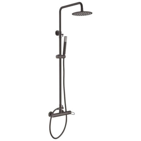 Columna de ducha con una barra extensible de diseño moderno en color negro mate Milos de Imex