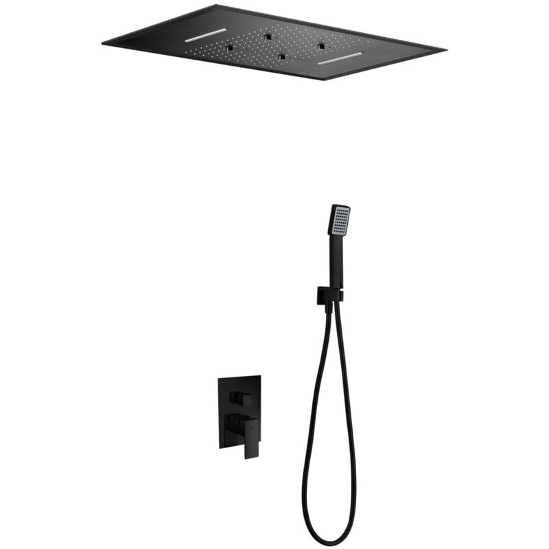 Imex - GTS019-P/NG sumatra Conjunto de Ducha Empotrado Monomando Negro Mate Con Premarco - ref: GTS019-P/NG