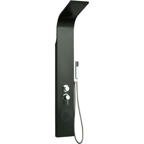 Columna de ducha hidromasaje para baÃ±o (aluminio) color negro modelo Santorini