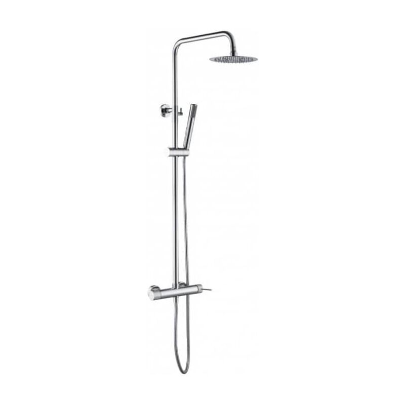 Ensemble barre de douche monocommande extensible - Colonne de douche monocommande avec pomme de douche, poignée de douche, coloris chrome