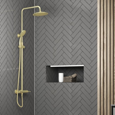 Columna de ducha Mecánica Oro Cepillado - 133x26x52 cm - MOLLY GOLD