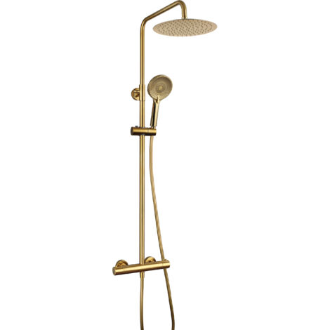 Columna de Ducha  Modelo DUCHAROUND  Fabricado en Latón  Termostática  Acabado en Oro Pvd