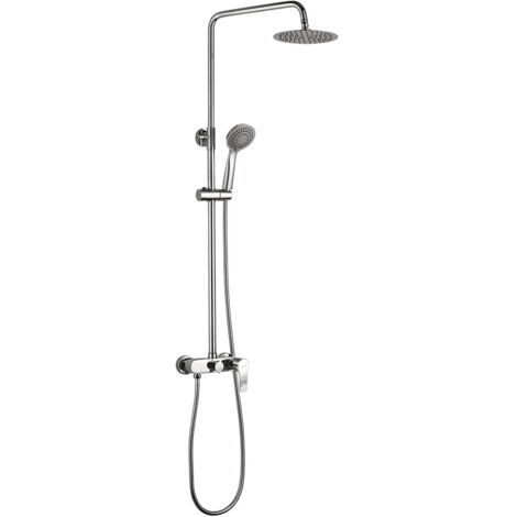 Columna de ducha monomando extralarga CAN tubo redondo extensible regulable en altura de 100 a 150 cm. Ducha de mano para hidromasaje y rociador redondos. Recambios garantizados Kibath