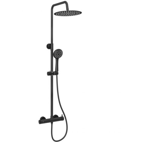 Columna de ducha monomando GALDANA negro mate  Ø 30cm
