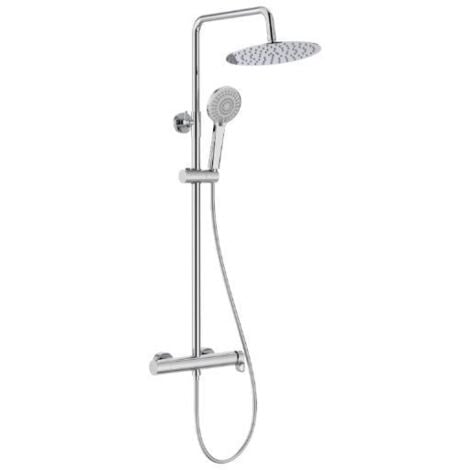 Columna de ducha monomando Roca Vega Plus Round cromado con altura regulable