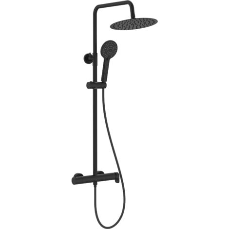 Columna de ducha monomando Roca Vega Plus Round Negro con altura regulable