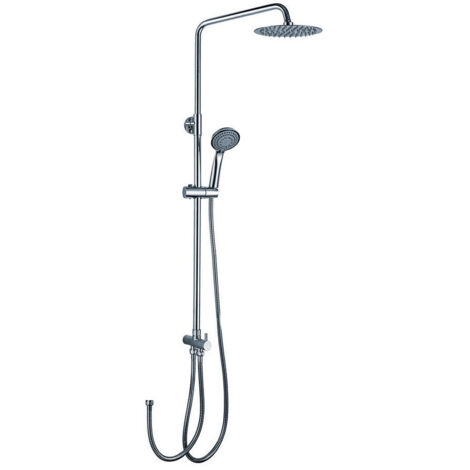 Columna de ducha SIN GRIFERÍA extralarga extensible de 100 a 150 cm. Se conecta a grifos de ducha estandar. Incluye desviador, 2 flexos de 60cm y 175cm, ducha de mano y rociador superior redondos Kibath