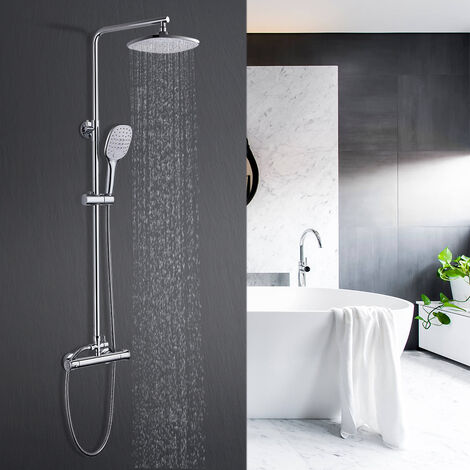 Columna de Ducha sin Grifo Ducha de Lluvia Grifo de Ducha Rociador de Ducha Sistema de Ducha Incluido Ducha de Mano Juego de Ducha, Altura Ajustable 80-120cm