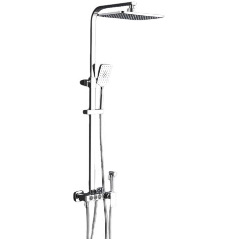 Columna de ducha termostática, columna de ducha con mezclador y ducha de mano de 30x30 cm, columna de ducha orientable