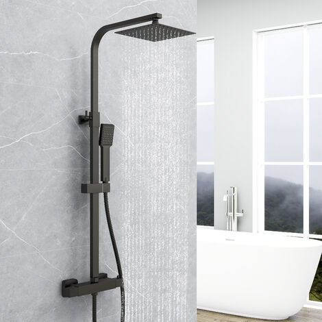 Columna de Ducha Termostática con mezclador de sistema termostato AICA Conjunto columna ducha con rociador superior de 8 pulgadas y ducha de mano