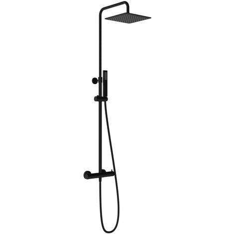 Columna de ducha termostática cuadrada negra Ponsi BNCOLKQTRM0011 | Negro mate - termostático