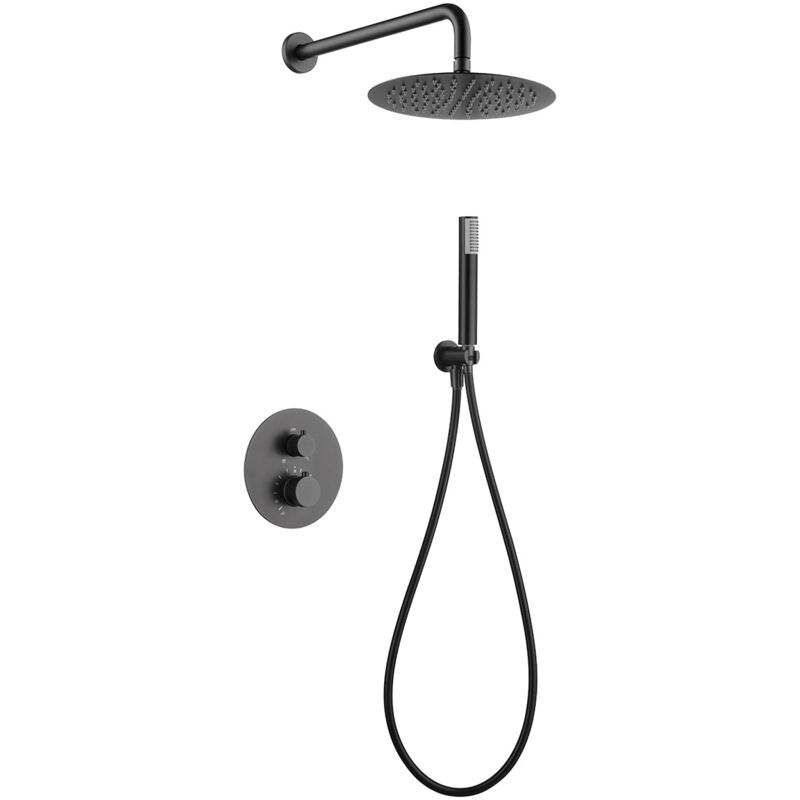 IMEX GTD038/BGM LINE Conjunto de Ducha Empotrado Termostático Black Gun Metal - ref: GTD038/BGM