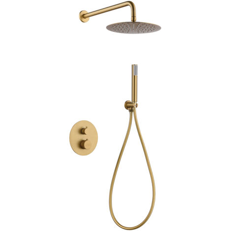 Columna de ducha termostática empotrada Line oro cepillado [ IMEX® ]