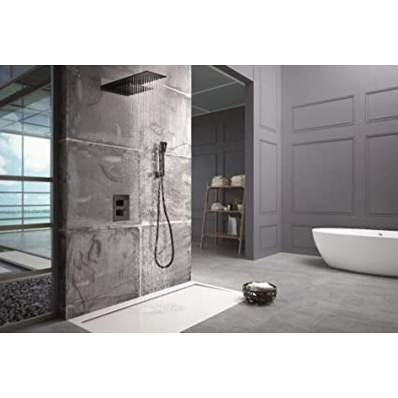 IMEX GTR049/NG RODAS Conjunto de Ducha Empotrado Termostático Negro Mate - ref: GTR049/NG