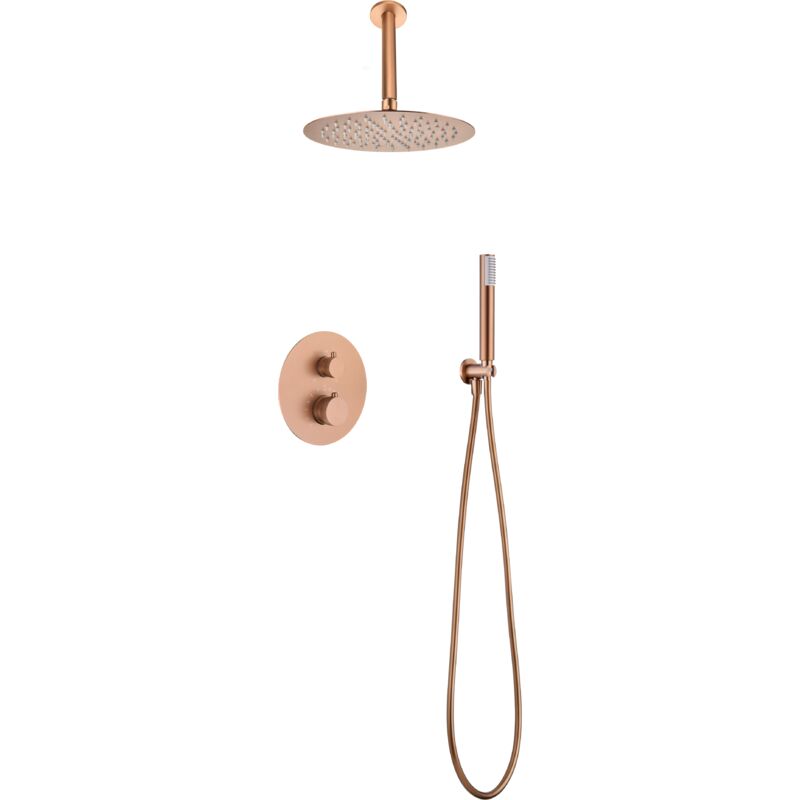 Imex - GTQ038/ORC top Conjunto Ducha Termostático Empotrado Oro Rosa Cepillado - ref: GTQ038/ORC