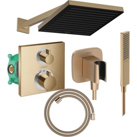 Columna de ducha termostática HANSGROHE Ecostat Square Pulsify S ducha fija Flexible Designflex Pulsify E teleducha bronce