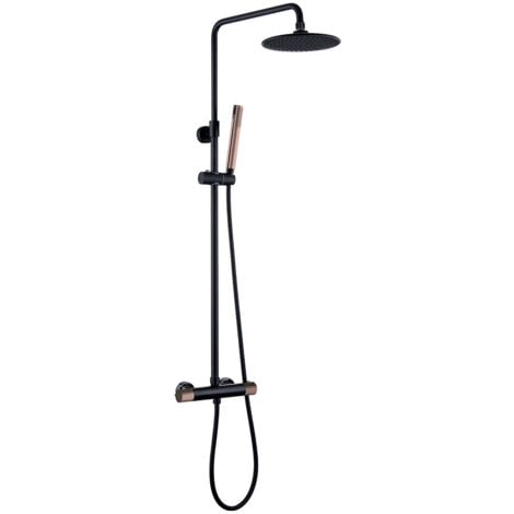 Columna de ducha extralarga termostática MAR BLUETOOTH para escuchar música y llamadas. Tubo de 100 a 150 cm. Ducha de mano hidromasaje. Acabados en blanco y cromo brillo. Recambios garantizados Kibath