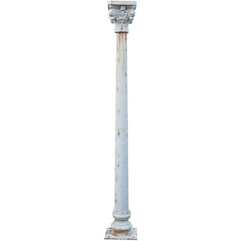 Columna de fundición de hierro con capital acabado con efecto blanco envejecido LISCIA