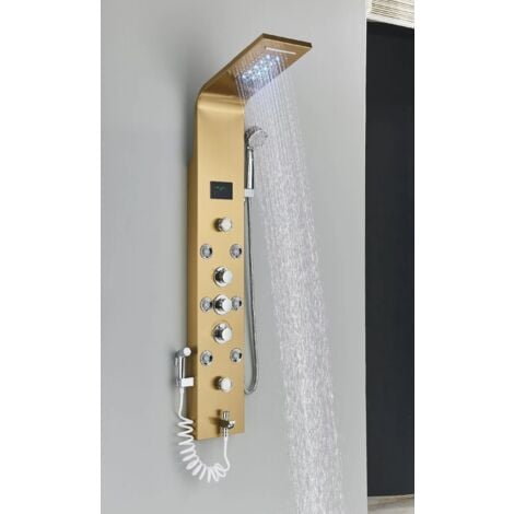 SUGUWORD Columna Ducha Oro Columna de Hidromasaje con Grifo Acero Inoxidable Panel Duchas Set Ducha Sistema Duchas de Baño