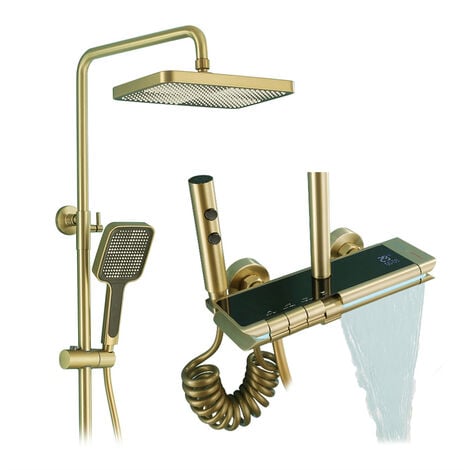 Columna de ducha termostática MANDA oro cepillado Dorado
