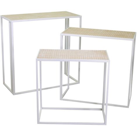 Columna en metal Lucilla 3 uds blanco