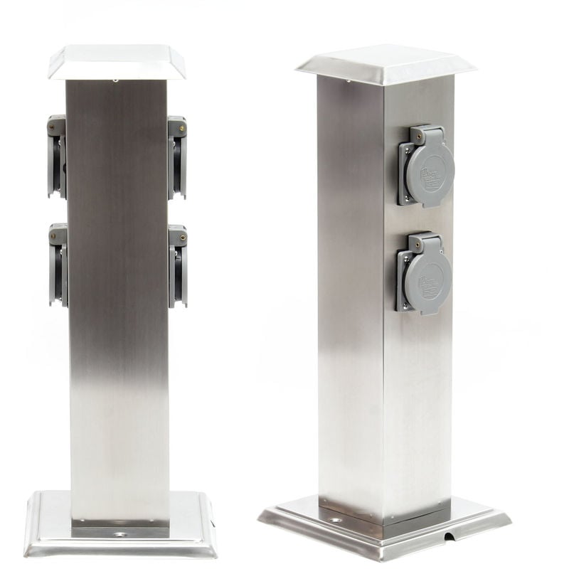 

Columna enchufes jardín 4 Tomas corriente Acero inoxidable Accesorios exterior Enchufe exterior IP44