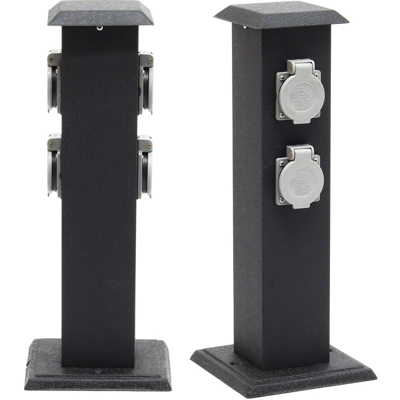 

Columna enchufes jardín 4 tomas corriente Pilar metálico IP44 Accesorios jardín Enchufe exterior