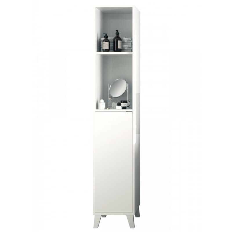 

Columna Auxiliar Baño Sintra Color Blanco Armario Aseo Estilo Moderno Almacenaje Mueble 177x33x30 Cm