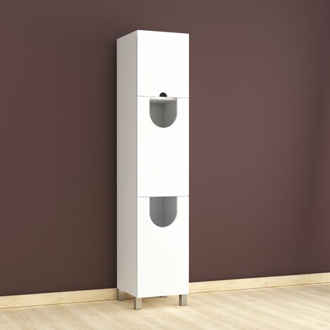 Columna Multiusos para Baño, 2 puertas, solución para lavandería. Acabado en blanco.