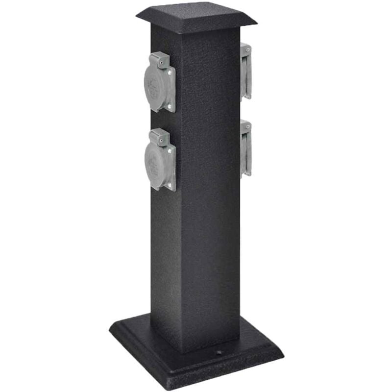 

Columna negra con enchufes para el jardín - Vidaxl