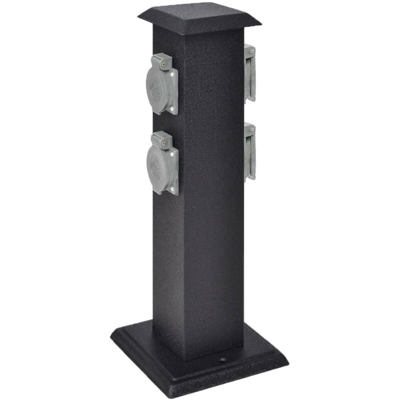 

Columna negra con enchufes para el jardín