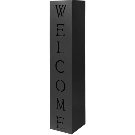 Columna Negro Decoración Antorcha Letrero Metal Entrada Casa Hogar Welcome