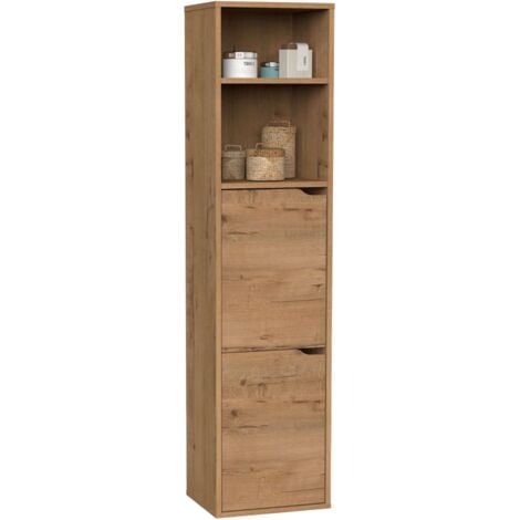 Columna Para Baño Suspendida Nadia Color Roble Gold o Blanco 2 Cajones 2 Armarios 150x37x30 cm