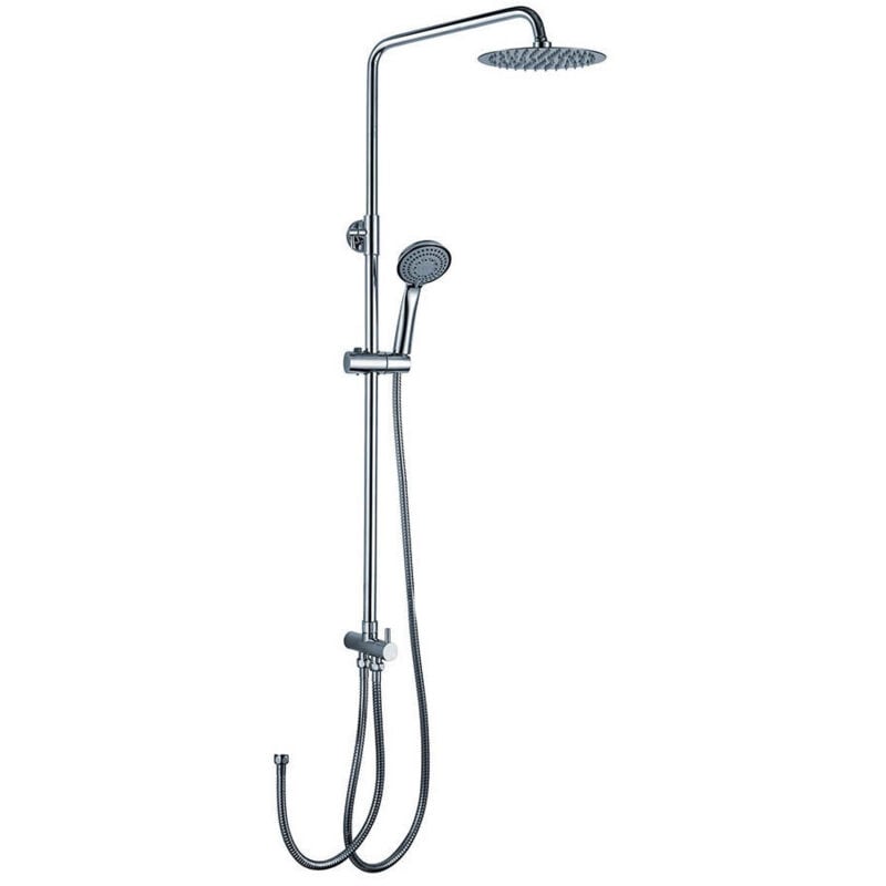 

Columna de ducha SIN GRIFERÍA extensible de 80 a 120 cm. Se conecta a grifos de ducha estandar. Incluye desviador, 2 flexos de 60cm y 175cm, ducha de