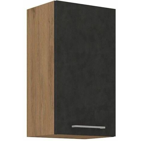 Columna ROCK - Melamina con decoraciÛn roble lancelot y gris matera - 1 puerta - L40 x H72 cm