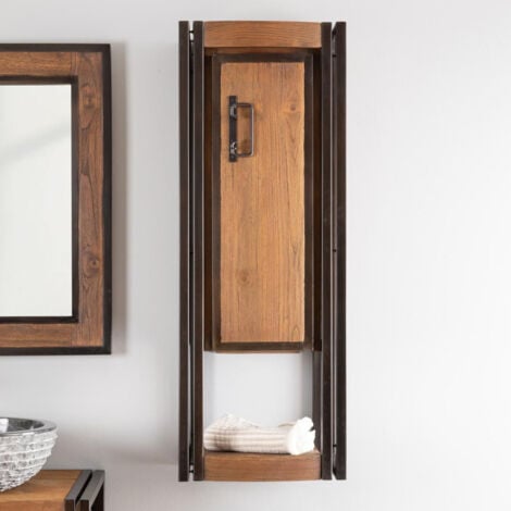Columna suspendida para cuarto de baño Elegancia teca metal 110 cm Columna suspendida para cuarto de baño Elegancia teca metal 110 cm