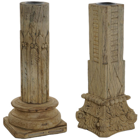Columna Teca 30X30X75 Tallas Antiguas Marron