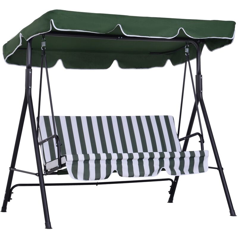 

Outsunny - Columpio de Jardín de 3 Plazas con Techo Ajustable Acero 172x110x152 cm Verde - Verde