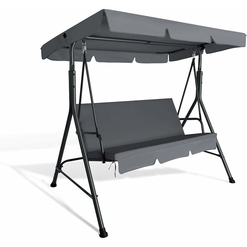 

Columpio de jardín de 3 plazas con techo inclinable y cojín extraíble, 240 kg de peso soportable, perfecto para jardín, balcón, terraza y parque, 170