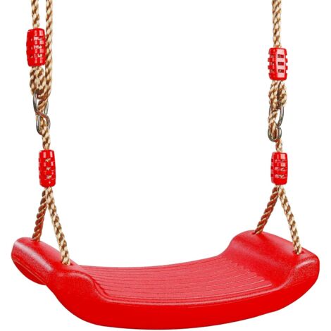 Columpio de plástico para adultos y niños, juguete resistente para interiores y exteriores, longitud ajustable, color rojo.