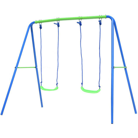 Columpio Doble Infantil para Jardín + 3 Años Juego para Niños de Metal Outdoor Toys 220x138x182 cm Carga hasta 45 Kg