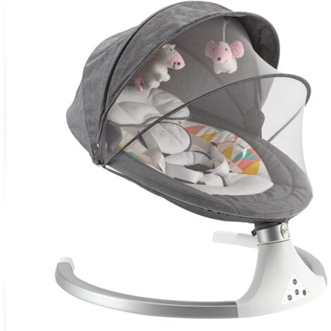 Columpio eléctrico plegable con música, 5 velocidades, modulación de amplitud, cuna eléctrica inteligente con mando a distancia, gris