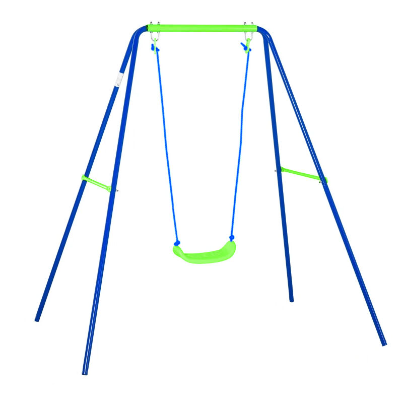 

Columpio Infantil para Exterior de Metal 1 Asiento 142x142x180 cm Azul y Verde 3-8 Años - Outdoor Toys